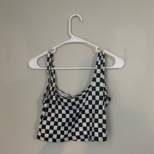 Checker print cropped tank NWOT